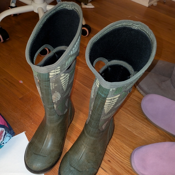 Bogs long women tree print rain boots women size 6 - Picture 1 of 5